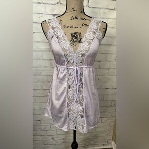 Pandora Lingerie By Chic Vintage Size Small Purple Lace Tie Front Teddy Sexy‎